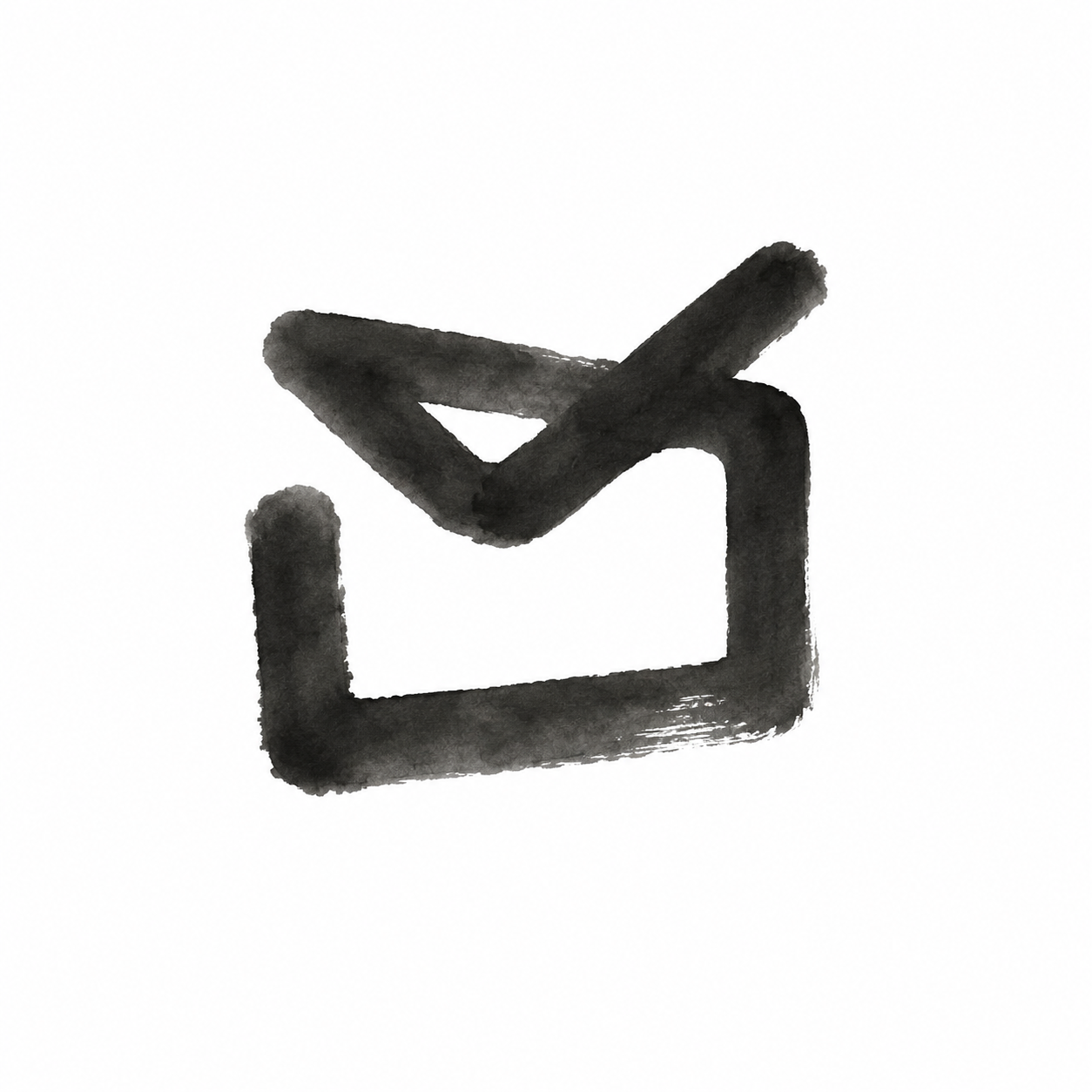 Mailtarget mark in sumi-e brush stroke