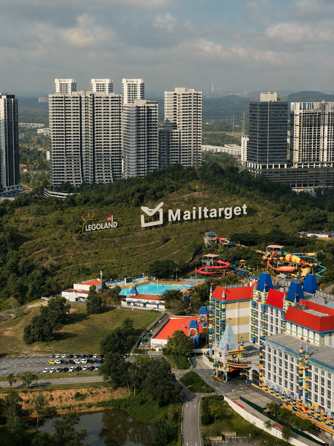 LEGOLAND Malaysia Johor Bahru with Mailtarget hilltop sign
