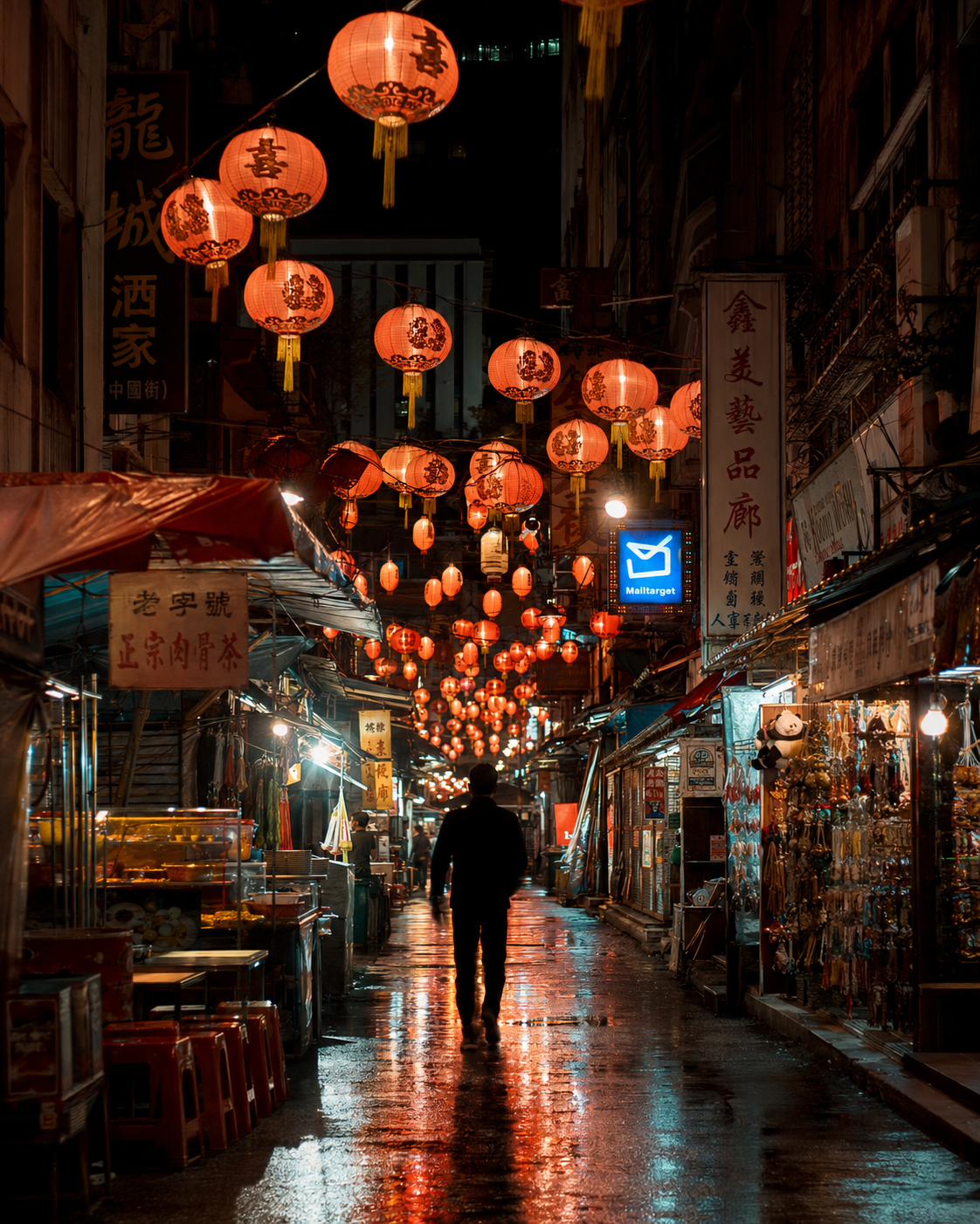 Petaling Street KL Chinatown lantern alley at night